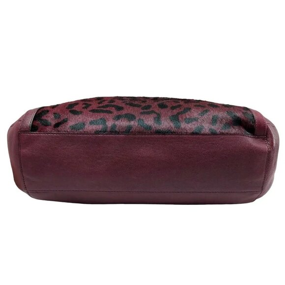 Coach Park Hair Calf turn Lock Flap Satchel in Leopard Oxblood Burgundy  F24986 - Picture 3 of 16